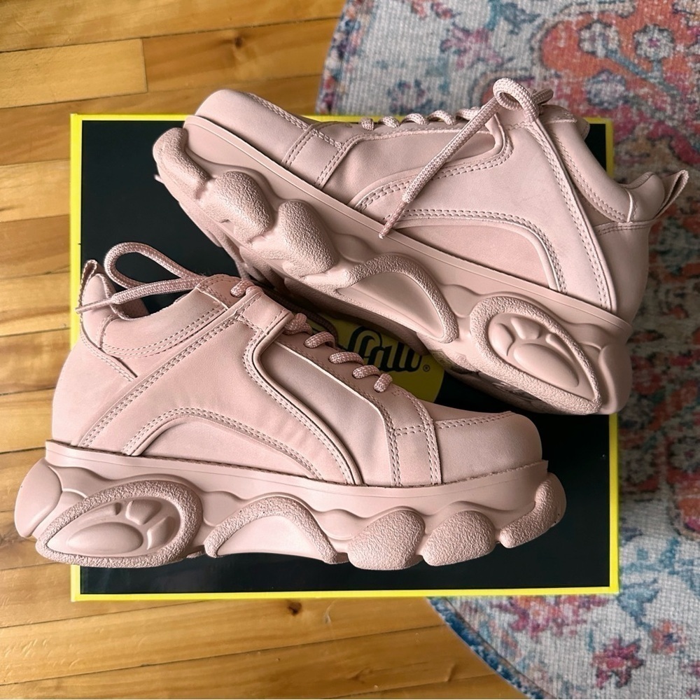 Buffalo London Corin Women’s Pink Nubuck Chunky Sneaker Lace Up Size 7.5…